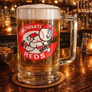 Vintage Cincinnati Reds Mr.Redlegs Mascot Glass Mug